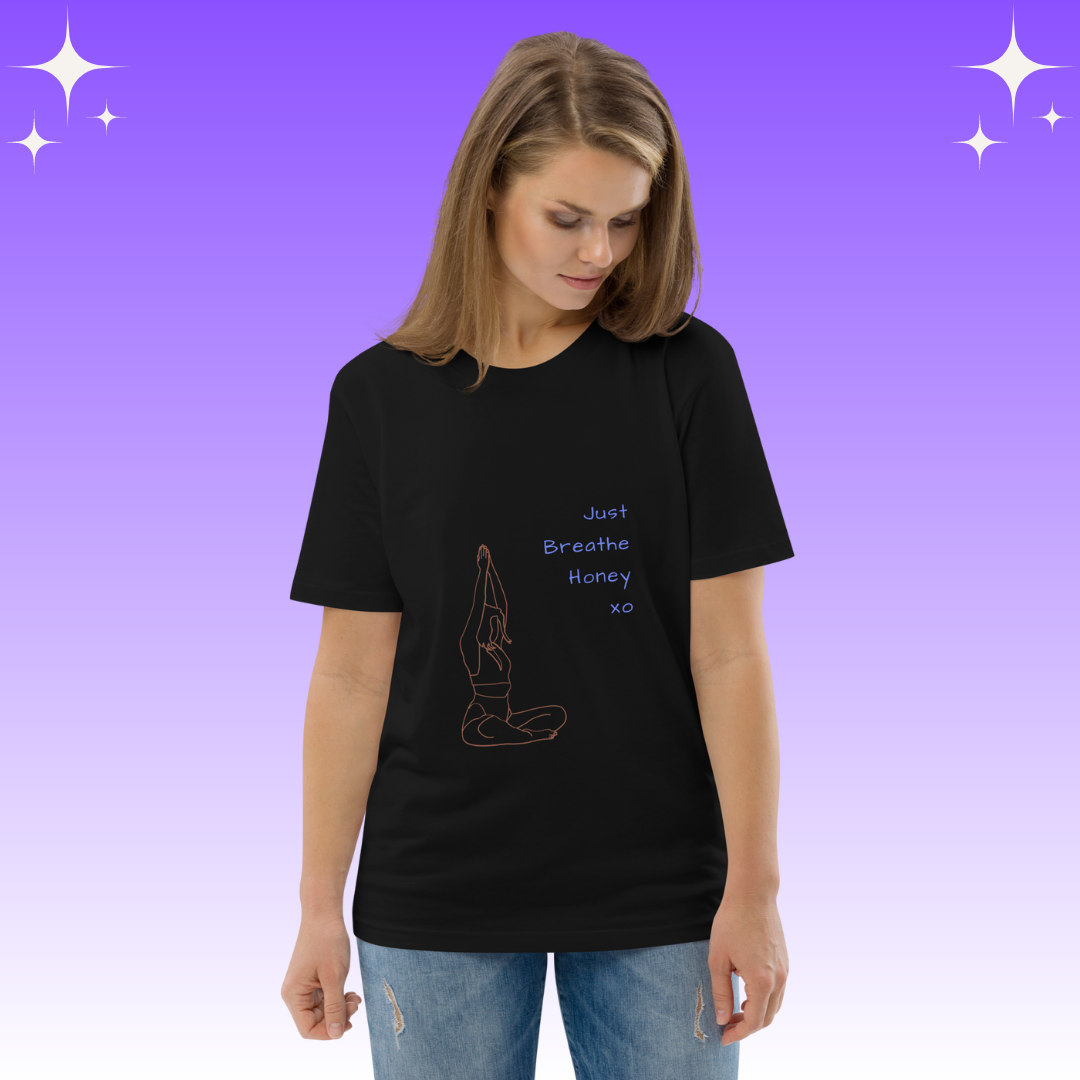 "Just Breathe Honey xo" Dopamine Dressing unisex fit t-shirt black