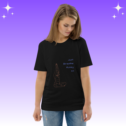 "Just Breathe Honey xo" Dopamine Dressing unisex fit t-shirt black