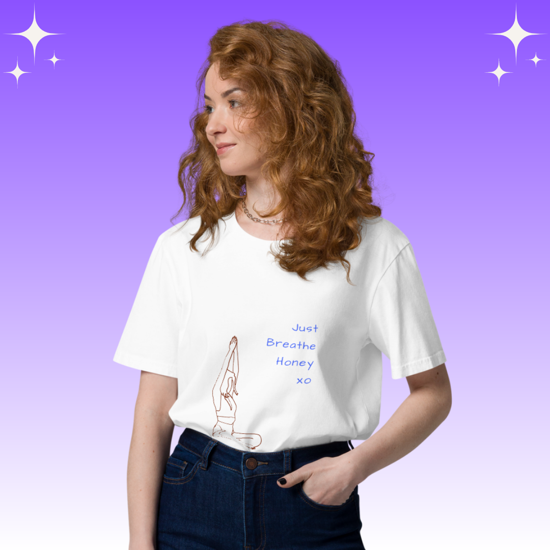 "Just Breathe Honey xo" Dopamine Dressing unisex fit t-shirt white