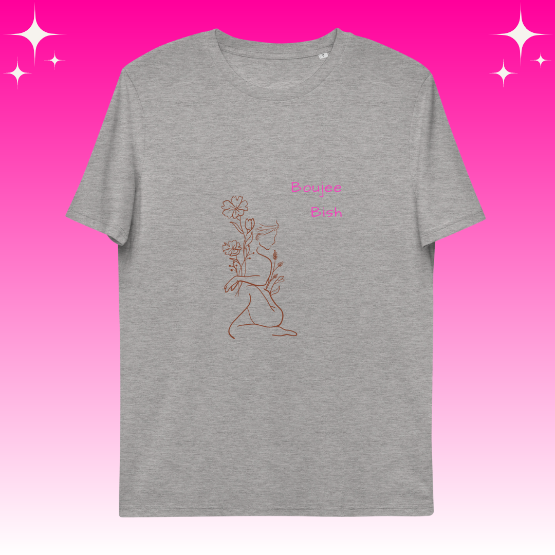 Boujee Bish Dopamine Dressing t-shirt design unisex fit light grey flat lay
