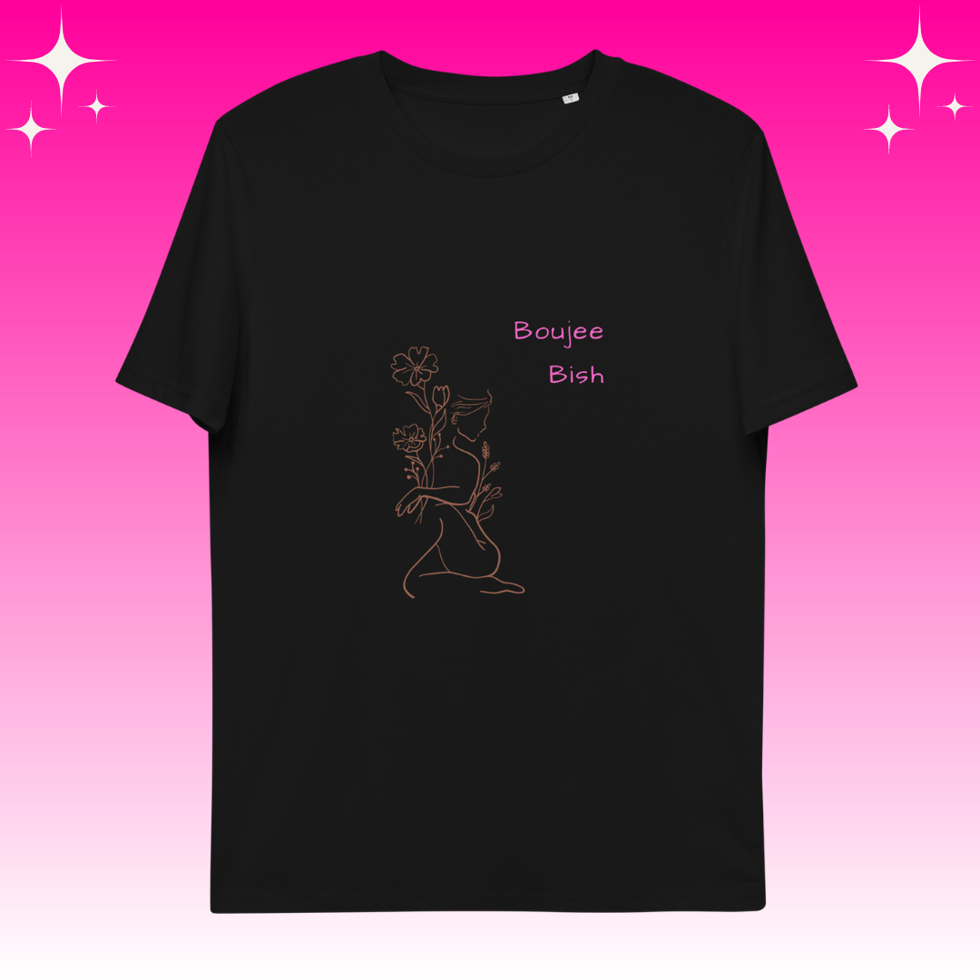 Boujee Bish Dopamine Dressing t-shirt design unisex fit black flat lay