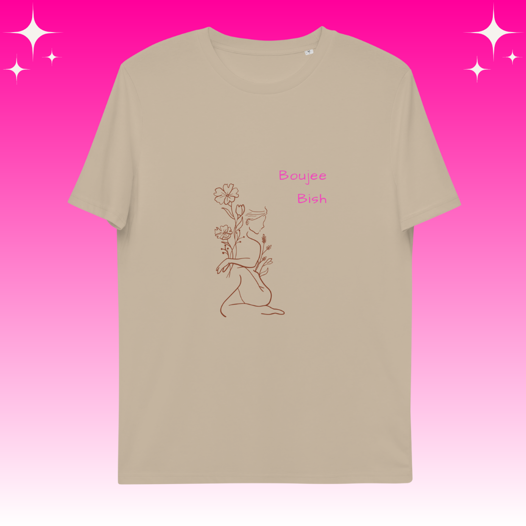 Boujee Bish Dopamine Dressing t-shirt design unisex fit desert dust flat lay