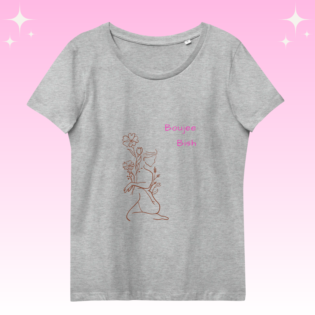 Boujee Bish Dopamine Dressing t-shirt design womens fit light grey flat lay