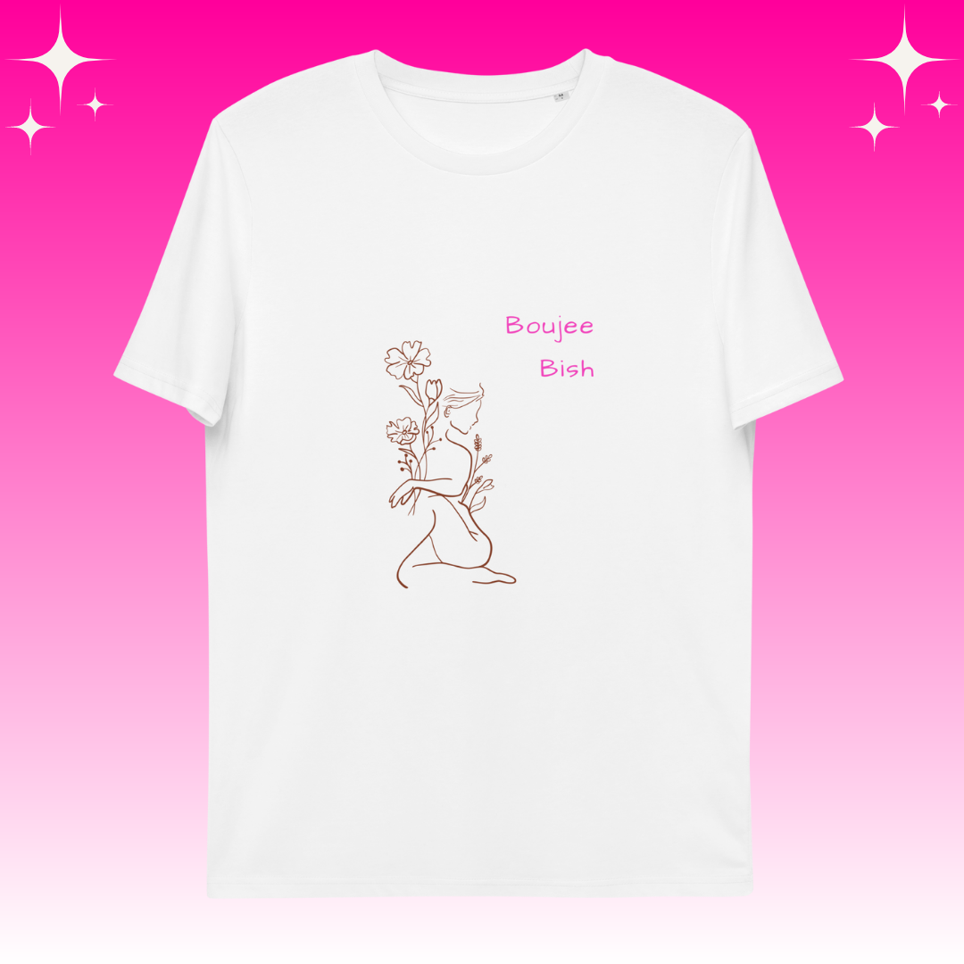 Boujee Bish Dopamine Dressing t-shirt design unisex fit white flat lay